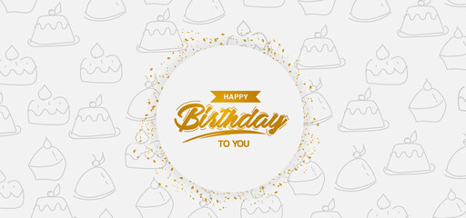 Badge birthday on illustration pattern cakes design background template vector