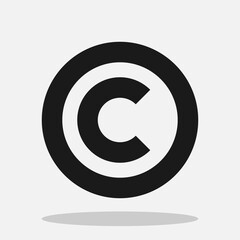 Obraz premium Copyright symbol vector icon isolated on white background.