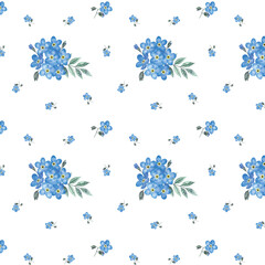 Seamless pattern. Floral print on a white background is ideal for textiles, printing, utensils and decor items.