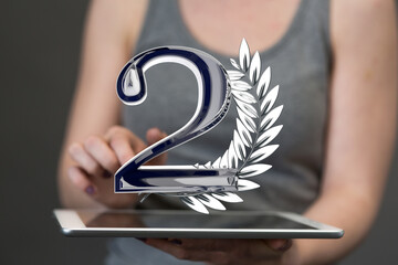 Second or two Years award Digital number award Anniversary 3d.