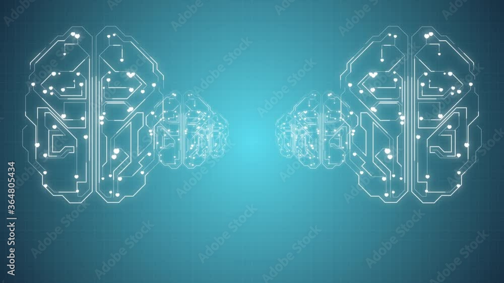 Poster 4k video of robotic system. intellectual programming of future human.