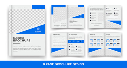 8 Pages creative business brochure template and simple & minimal design template	