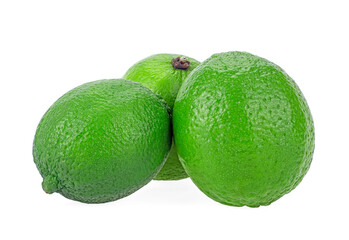 Fresh green lime fruits isolated on a white background. Group of fruit isolated.