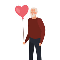 Grandfather with heart balloon design, Old man male person father grandparents family senior and people theme Vector illustration