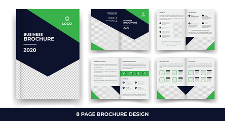 8 Pages creative business brochure template and simple & minimal design template	