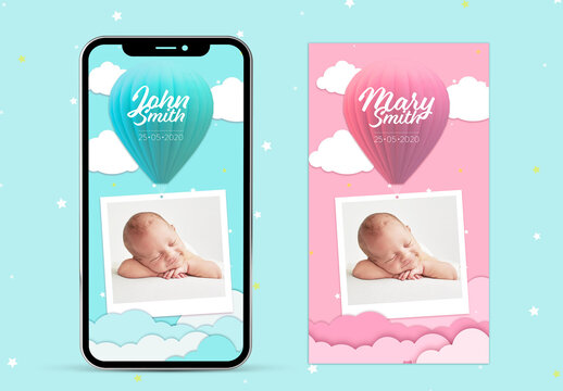 Boy and Girl Birth Announcement Social Media Layouts