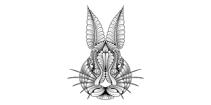Vector illustration of a rabbit drawn in a decorative style