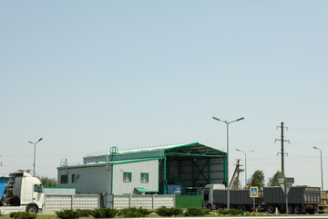 Truck weigh station. Grain sale business. Agriculture business