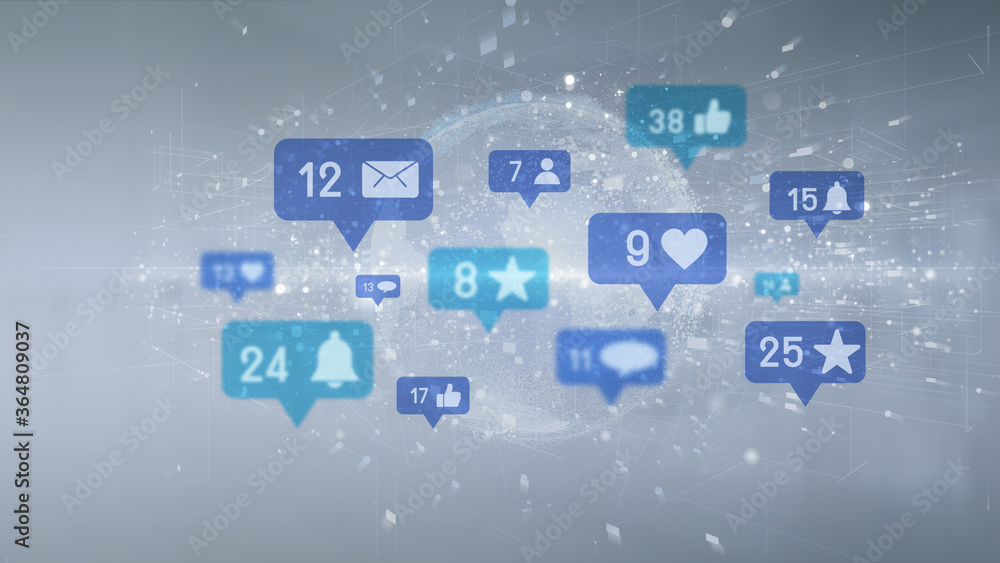 Poster social network notifications - 3d rendering