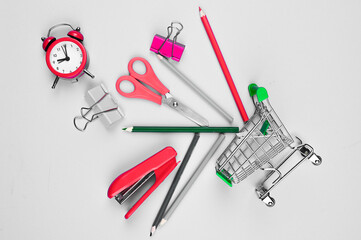 concept of shopping to school. time to go to school