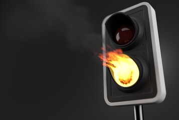 Fire inside traffic light