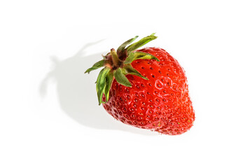 Strawberrie with a shadow on a white background.