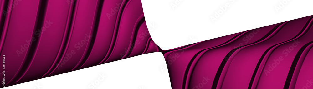 Poster ultra wide image made of deep pink monochromic 3d curved abstract background image made of plain spo