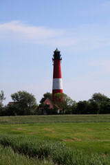 Fototapeta na wymiar Leuchtturm, Leuchtturm Pellworm, Leuchtfeuer, Pellworm, Schleswig-Holstein, Deutschland, Europa