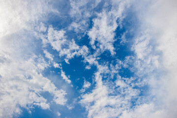 White clouds cover the blue sky, texture of clouds