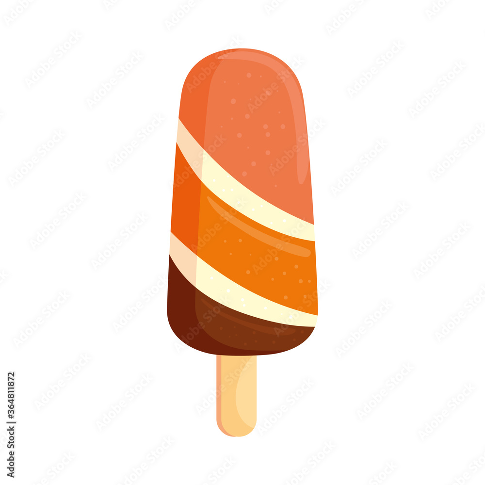 Sticker ice cream in stick on white background vector illustration design