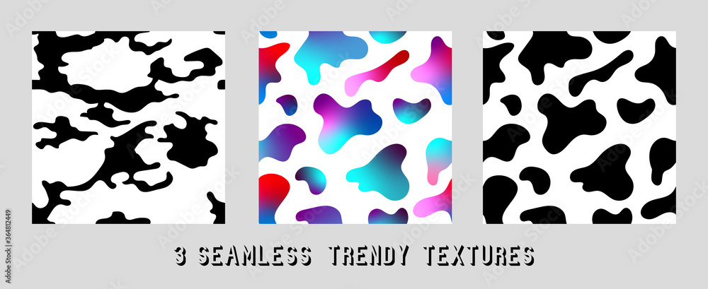 Poster vector abstract pattern of drops. colorful gradient for modern design. 3 seamless textures.