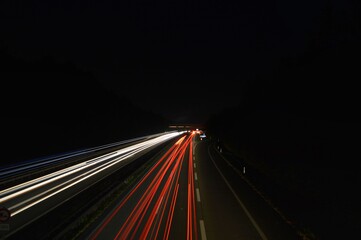 Fototapeta na wymiar bulb exposure of German freeway in night