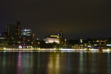 Fototapeta na wymiar Hamburg port - Landungsbrücken - during night