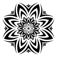 Mandala. Vector decorative elements. Oriental pattern, vector illustration. Black and white. Design for coloring book, tattoo, greeting card, yoga and meditation.
