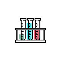 Test tubes icon. Laboratory flask, medical research glass beaker vector illustration.