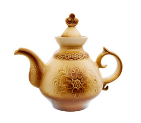 Teapot with a pattern isolated on white.