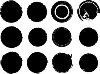 Grunge post Stamps Collection, Circles. Banners, Insignias , Logos, Icons, Labels and Badges Set . vector distress textures.blank shapes.