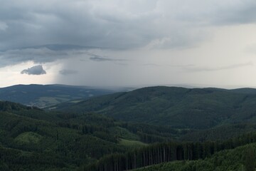 cloudy evening in beskydy ineastern bohemia