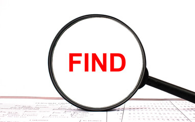 Magnifying glass with text Find on financial tables