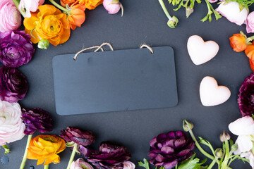 Flowers flat lay composition