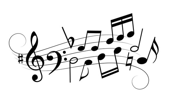 Swirling music melody and notes