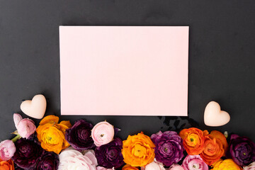 blooming flowers on black