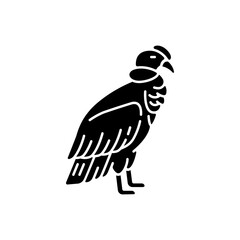 Condor black glyph icon. Large bird of with sharp beak and claws. New world vulture, predatory bird. Zoology, ornithology silhouette symbol on white space. Andean condor vector isolated illustration