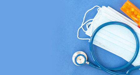 Healthcare concept on blue