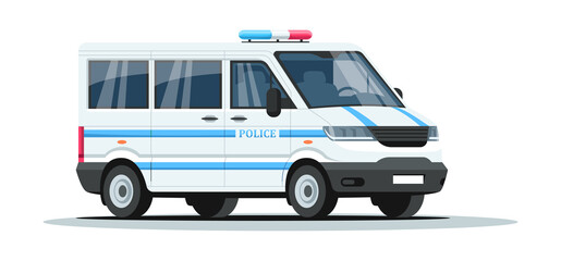 Police armored truck semi flat RGB color vector illustration. Enforcement transportation. Patrol car with siren for urgency. Auto for guard. Van isolated cartoon object on white background © IMG visuals icons
