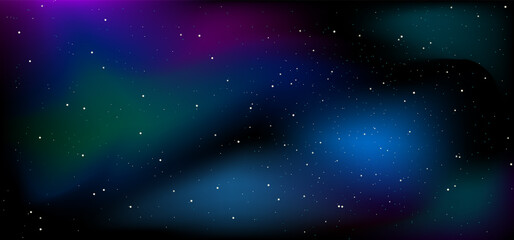 Space. Stars and galaxies. Night sky. Universe, black background, gradient. Vector