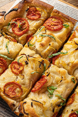 Close Up of Cherry Tomato Pizza 