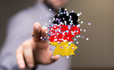 map of Germany. Wire frame 3D mesh
