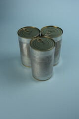 Steel cans with dog food