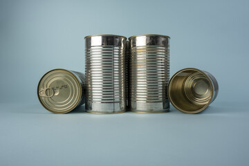 Steel cans with dog food