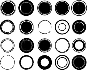 Grunge post Stamps Collection, Circles. Banners, Insignias , Logos, Icons, Labels and Badges Set . vector distress textures.blank shapes.