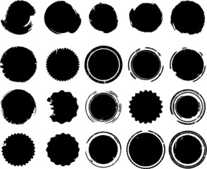 Grunge post Stamps Collection, Circles. Banners, Insignias , Logos, Icons, Labels and Badges Set . vector distress textures.blank shapes.