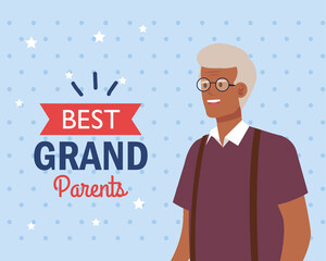 Grandfather on best grandparents design, Old man male person father grandparents family senior and people theme Vector illustration