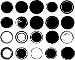 Grunge post Stamps Collection, Circles. Banners, Insignias , Logos, Icons, Labels and Badges Set . vector distress textures.blank shapes.