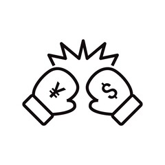 US Dollar vs Chinese Yuan Renminbi (CNY) icon in line style. Trade war between China and USA.