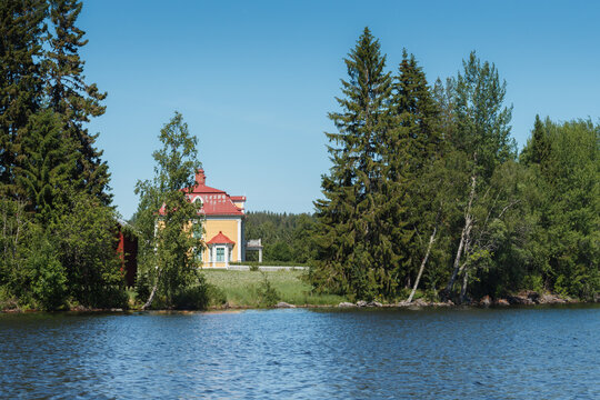 Indalsälven. Old Scandinavian villa on the banks of the Indalsälven River