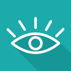  open eye icon, view icon. eye retina scan symbol with long shadow vector