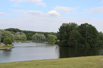 famous park in Minsk with river at summertime