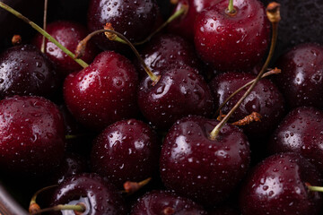 dark red natural fresh delicious wet cherries