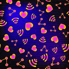 Seamless pattern, system administrator's day, colorful laptop elements. Modern concept for your design.